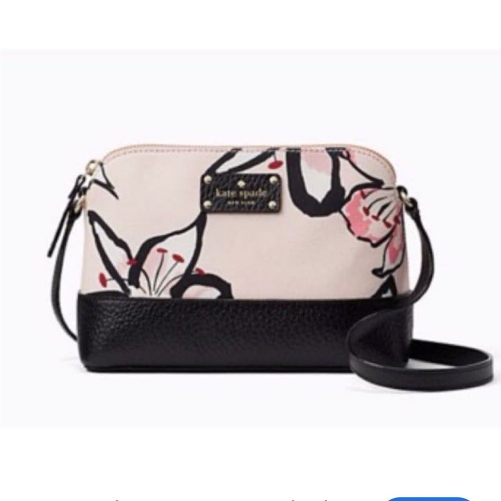 Kate Spade Black and Cream Floral Crossbody